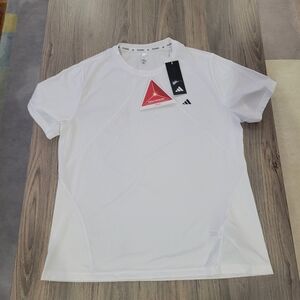 adidas Womens White D4t Performance Short Sleeve Tee. Large